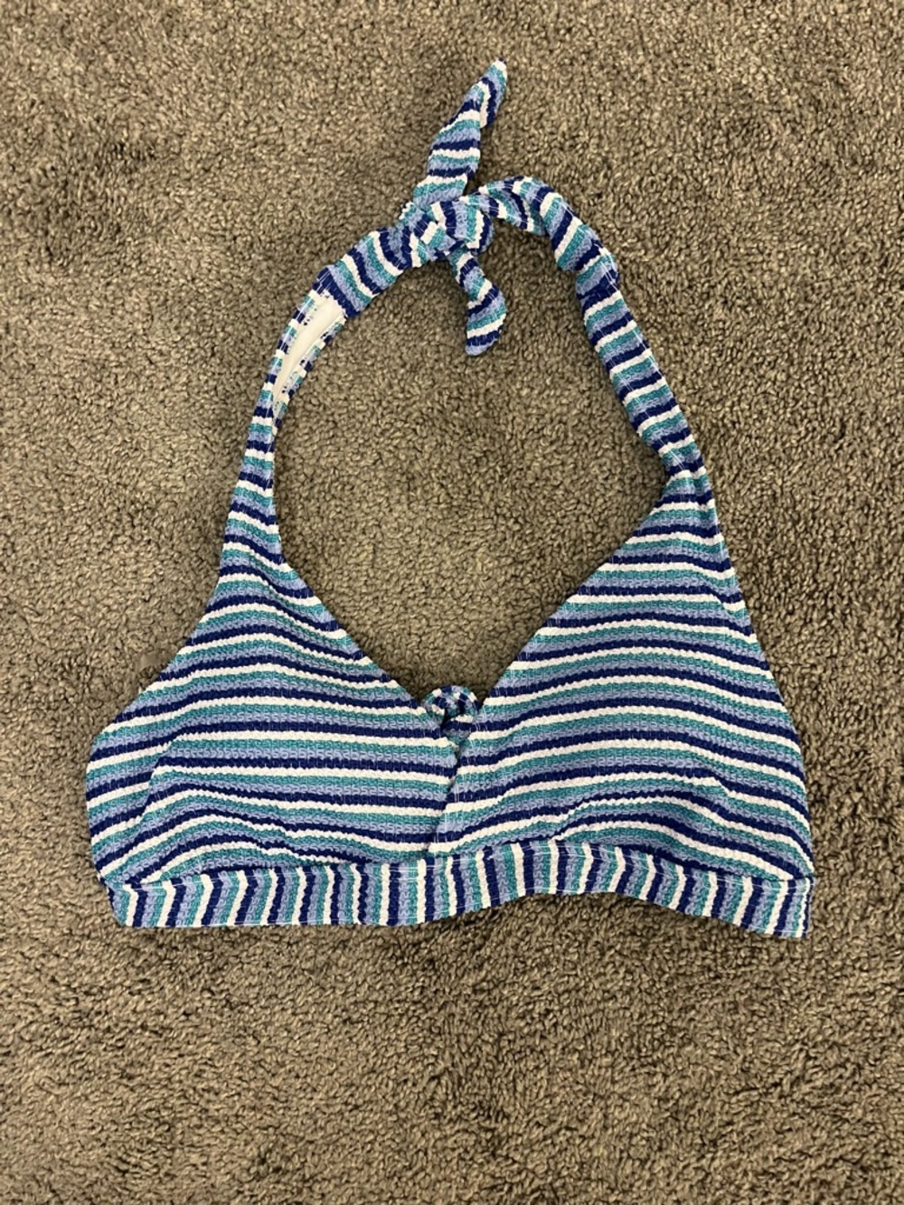 Striped Blue Halter Bikini Top